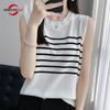 Женская майка в полоску MODERN NEW SAGA летняя футболка без рукавов вязаный топ жилет женский с круглым вырезом