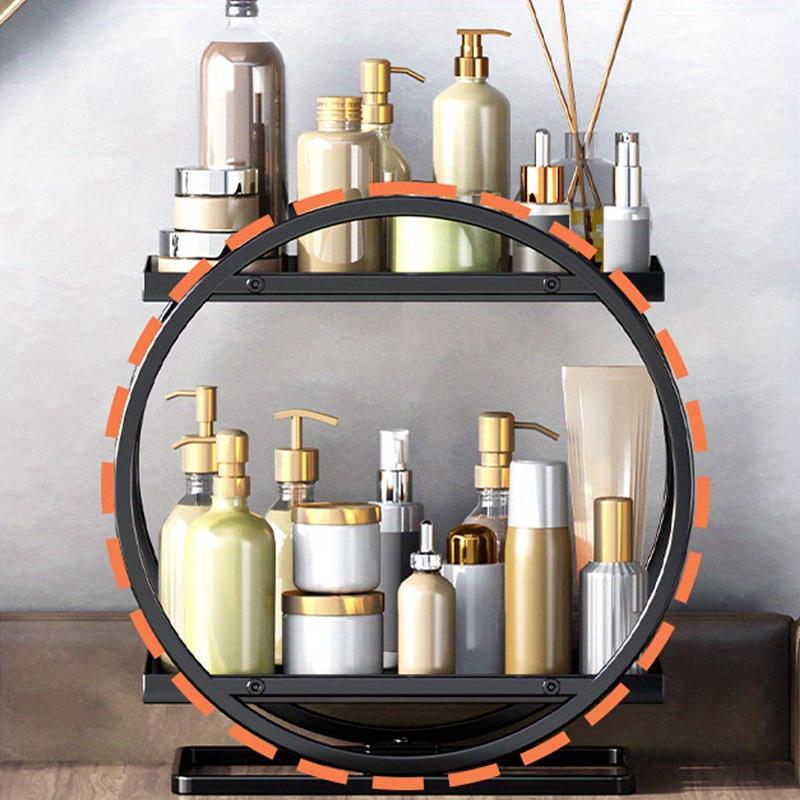 1 шт., двухъярусная круглая полка для хранения средств по уходу за кожей, парфюмерии и косметики золотого/черного цвета, легкий комод в стиле люкс и полка-органайзер для ванной комнаты.