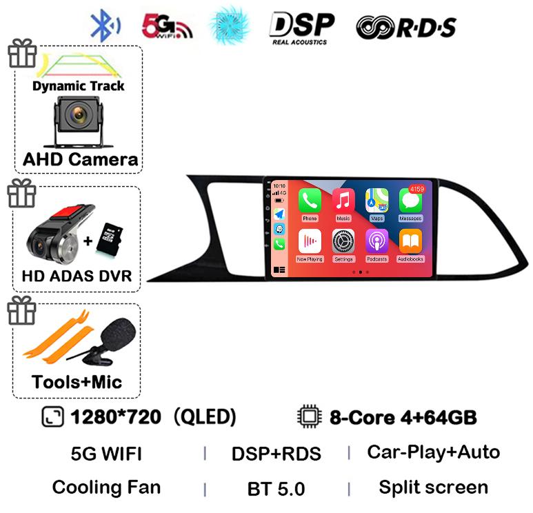 Android 14 WIFI+4G Carplay Auto для Seat Leon 3 MK3 2012-2020 Автомобильное радио GPS Мультимедиа Видеоплеер Стерео 360 Камера DSP Аудио