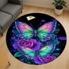 1pc Butterfly Roses Round Chair mat office Area Rug - Non-Slip, Floor Mat for Office, Bedroom, and Indoor Decor p127126