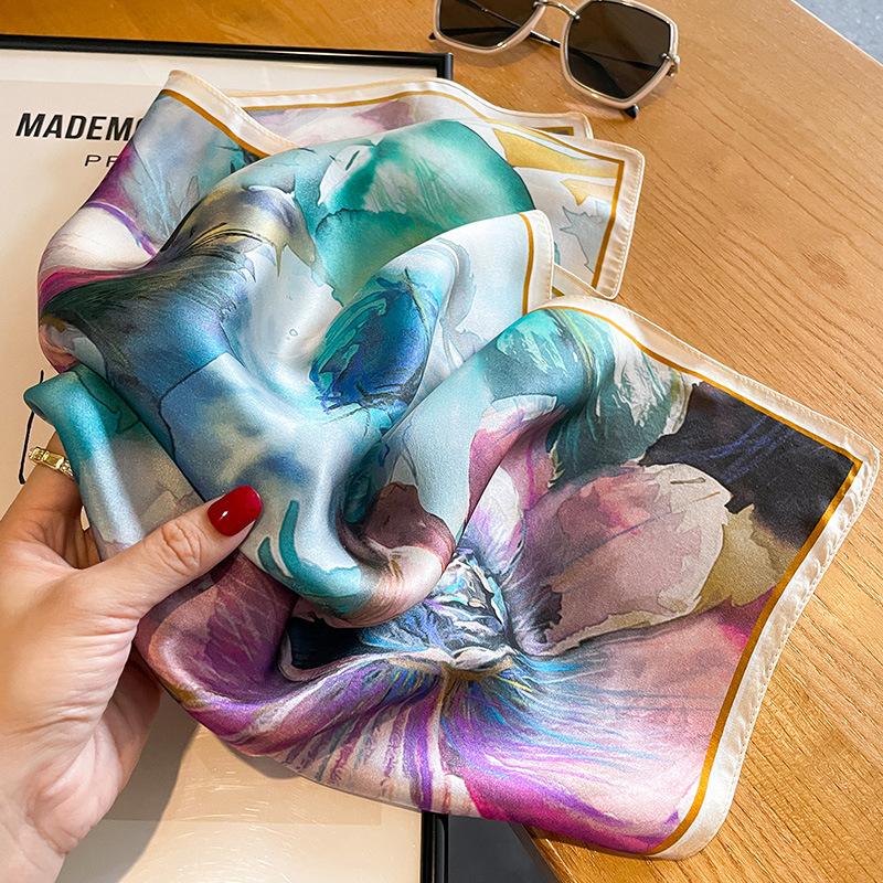 Scarf 100% Silk Bandana Women Square Scarves Wrap Kerchief Mulberry Spring High Quality Headband Hijab Shawls Foulard Head