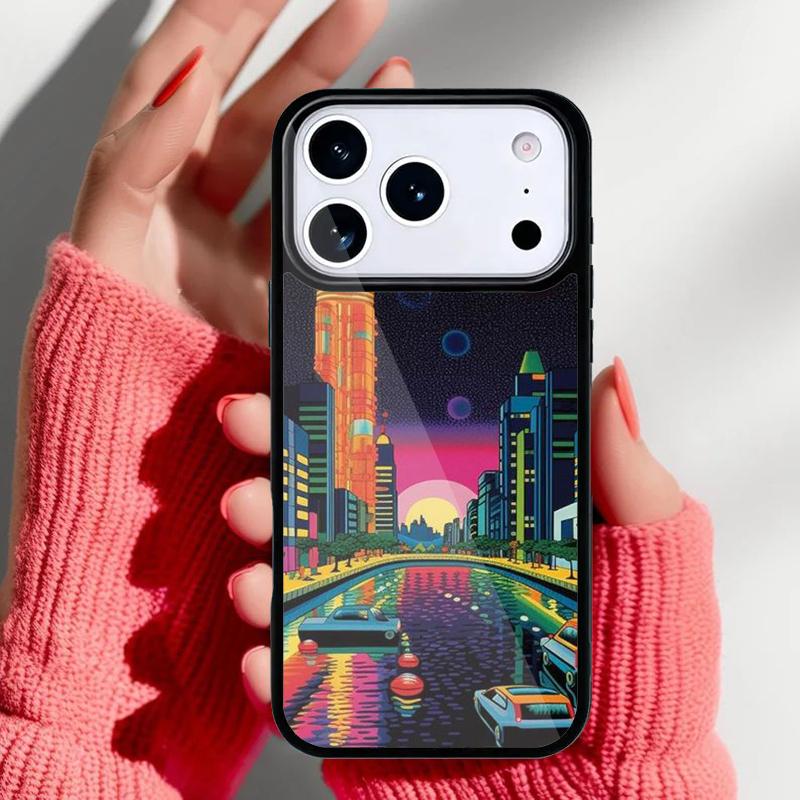 Городской Поп-арт Ночью Чехол для Телефона для iPhone 17 16 15 14 13 Pro Max Задняя Крышка для 12 11 Pro Coque