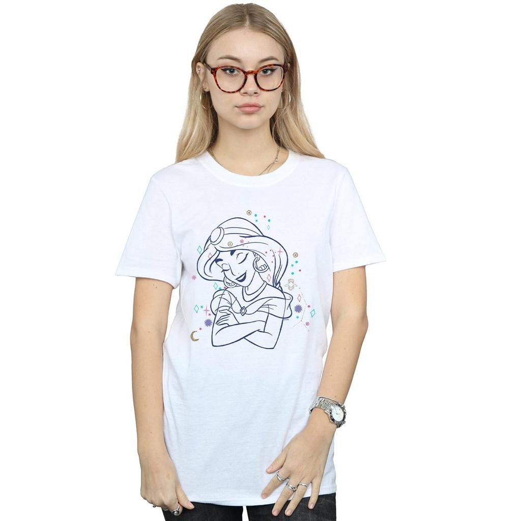 Disney Womens/Ladies Aladdin Princess Jasmine Constellation Cotton Boyfriend T-Shirt