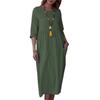 Women's Mid-length Dress Women's Solid Color Short-sleeved Round Collar