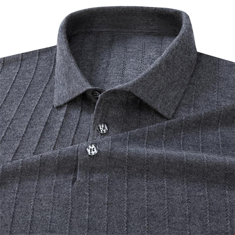 Men S Long Sleeve Polo Knit Shirt Solid Color Casual