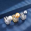 Jewelry Copper Gold Plated Simulation Pearl Temperament Personality Women'S Ring Ring 12Mm