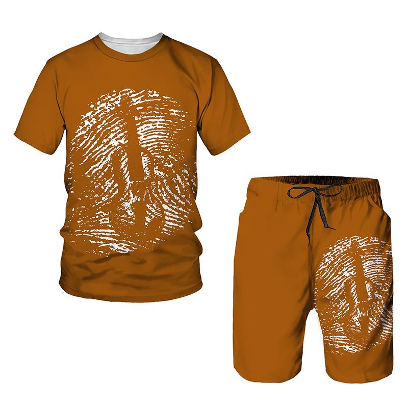 Летний модный мужской комплект из двух предметов, летняя футболка и спортивные шорты для бега, фитнеса, повседневная спортивная одежда с короткими рукавами, спортивный костюм