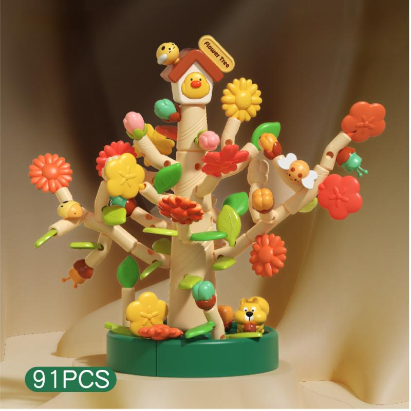 Children's Building Block Flower Bed Assembly Toys, Girls' Educational and Versatile Garden Building Block Flower Arrangement Toys Storage Box