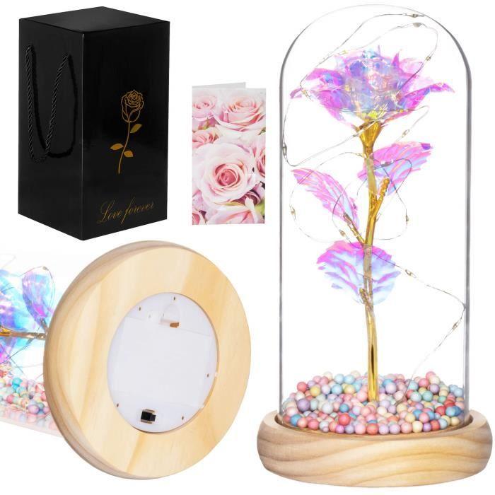 Rose dans un dôme en verre - SPRINGOS - Multicolore - Blanc - LED - Adulte - Mixte