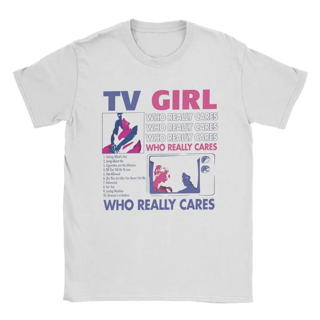 Мужская футболка TV Girl Who Really Cares Хлопковые топы Винтажная футболка с коротким рукавом и круглым вырезом Футболка Новинка