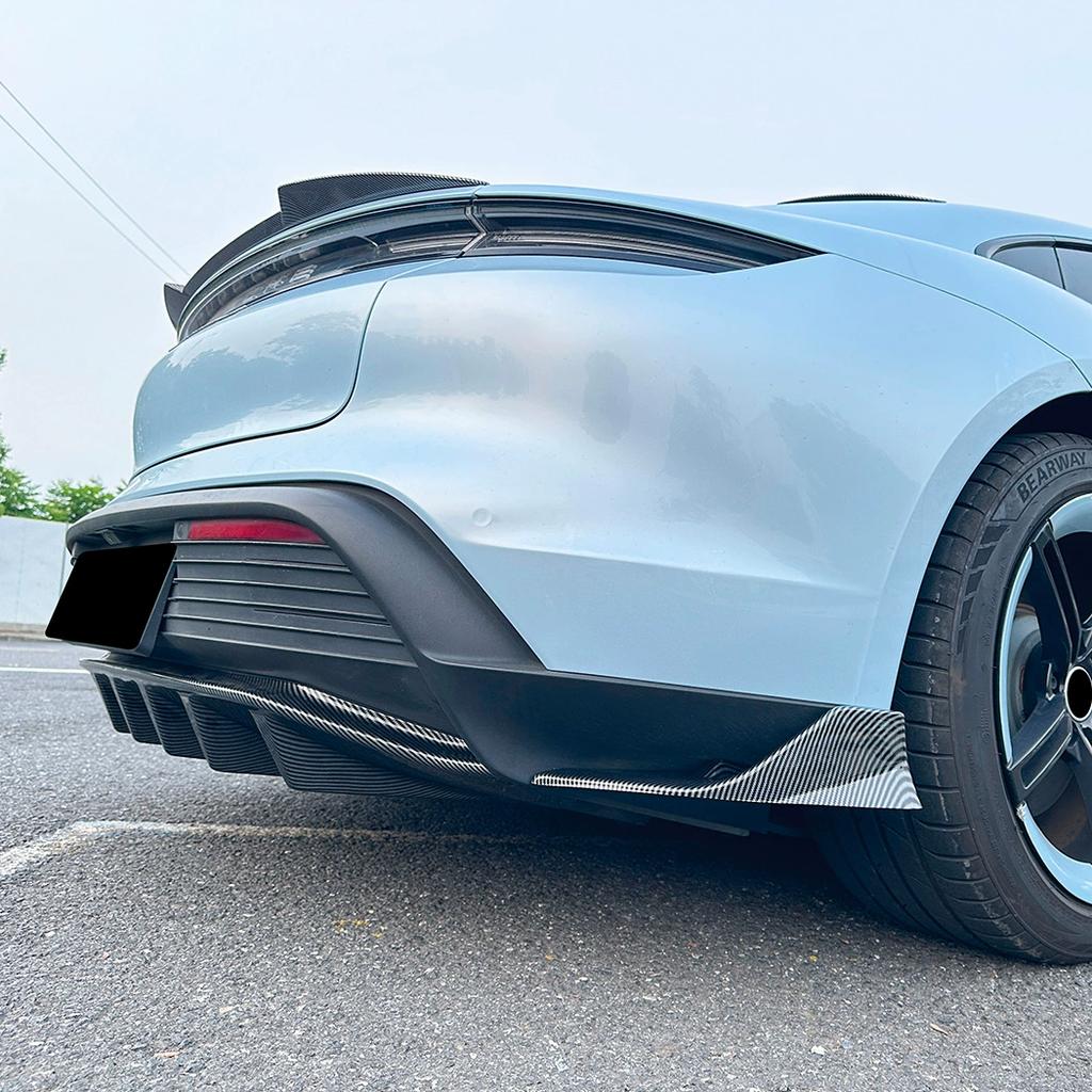 For Porsche Taycan Electric 4-Door Coupe 2019, 2021, 2022, 2023, 2024, 2025 Automotive Rear Bumper Diffuser Rear Spoiler Kit