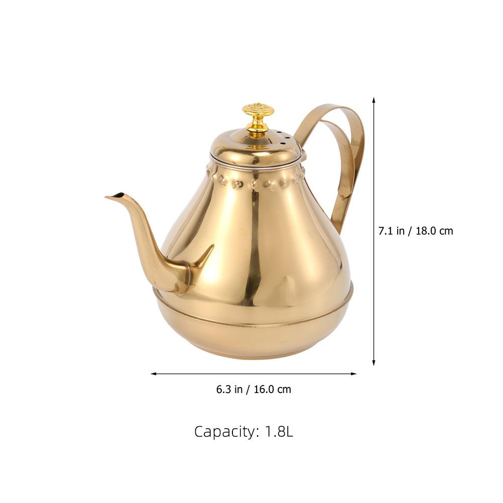 Чайник из нержавеющей стали 1,8 л с длинным носиком, водонагреватель для чая, кофе, для дома, зеркальная полировка, крышка-корона, изогнутая ручка, декоративный