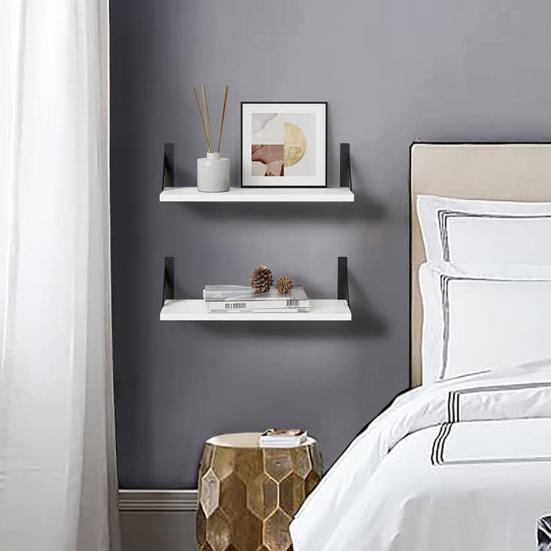 2 шт. настенный стеллаж для хранения вещей большая плавающая полка грузоподъемность 40 фунтов простая установка деревянный держатель для хранения