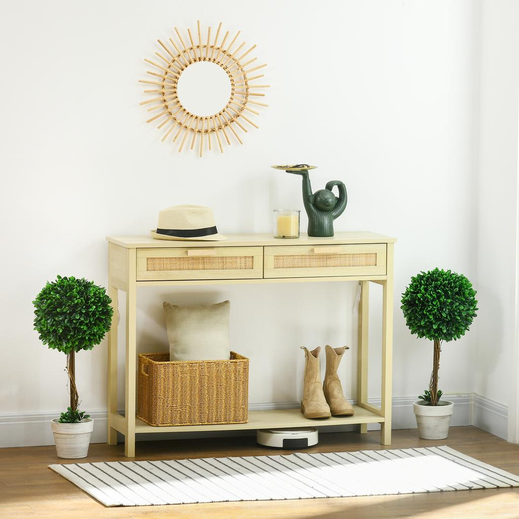Set of 2 Artificial Boxwood Trees for Indoor and Outdoor Use with Pots. 28x60cm