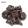 7 Pcs Silver Red Leaf Flower Metal Dice Hollow Metal Polyhedral Dice Set Suitable for Role-Playing RPG Board Game Card Game