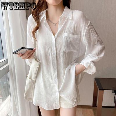 Белая рубашка с солнцезащитным кремом Ice Silk, женская, с длинными рукавами, летний универсальный костюм с кондиционером, кардиган, тонкая куртка