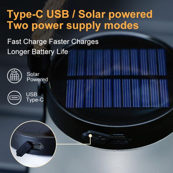 1/2/3Pcs Flickering Flame Solar Lantern Two Lighting Modes Dual Charging Outdoor Waterproof Hanging Lantern LED Solar Lamp