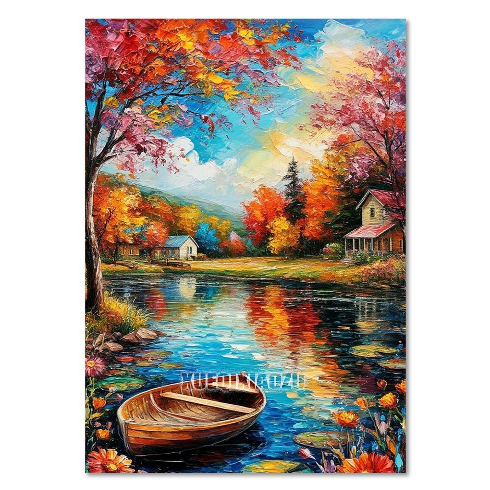 Морской парусник 5D Набор для алмазной живописи Вид на горы Цветочный дом Мозаика Вышивка крестом Сделай сам Домашний декор Подарок для взрослых начинающих