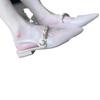 Hot Selling 2025 Spring Summer Style French Diamond Soft Leather Silver Pointed Head Back Empty Mary Jane Single Shoes Women's