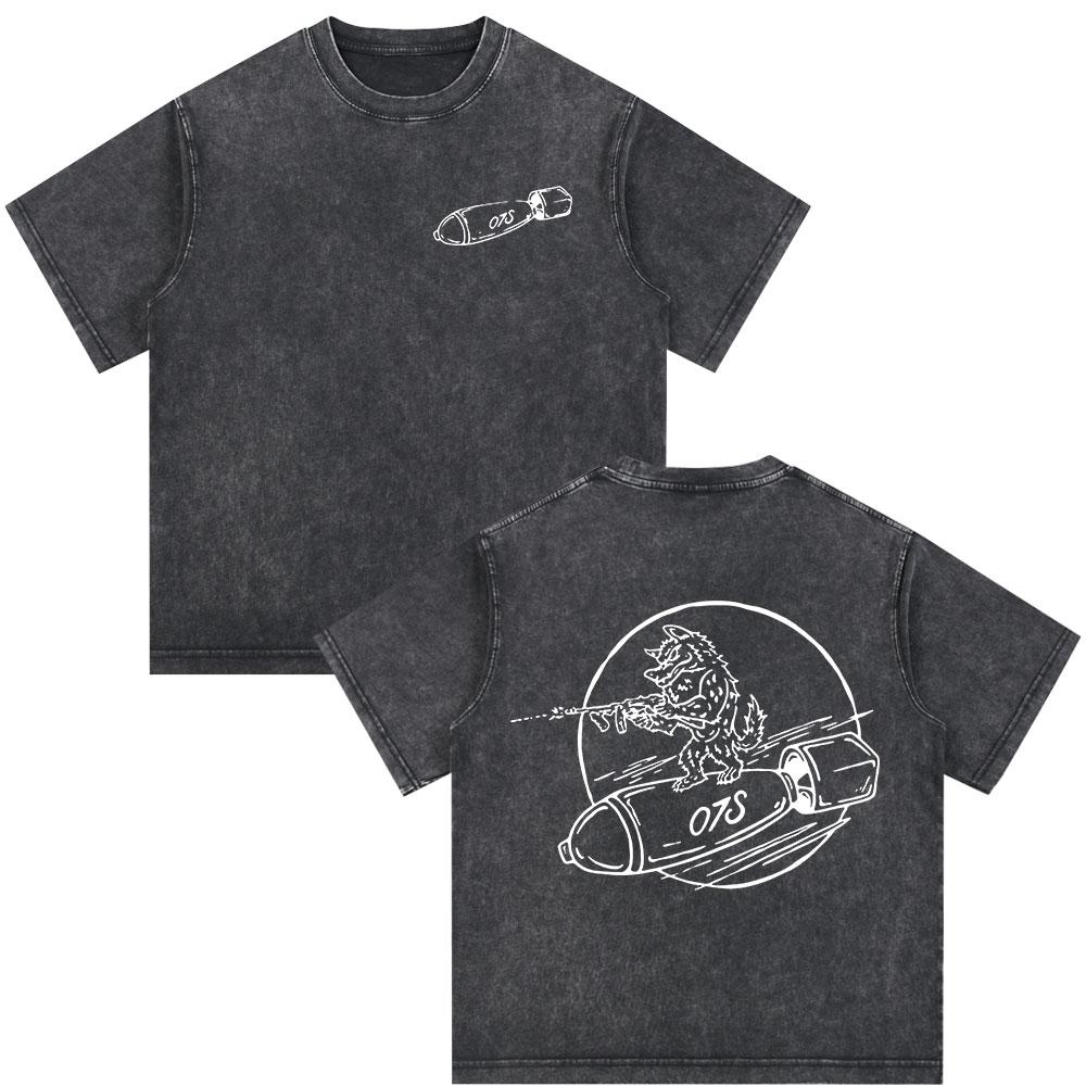 Vintage Washed Forward Observations Group Skeleton Fog T-shirts Men's Women Clothing Fashion Oversized Casual T Shirt Streetwear