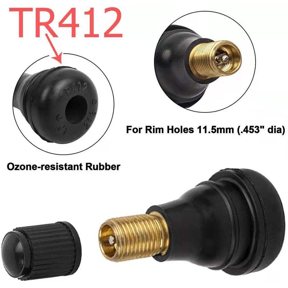 10pcs TR412 Tubeless Tire Tyre Valves Replacement Snap-in Rubber Valve Stems for Car Motorcycle