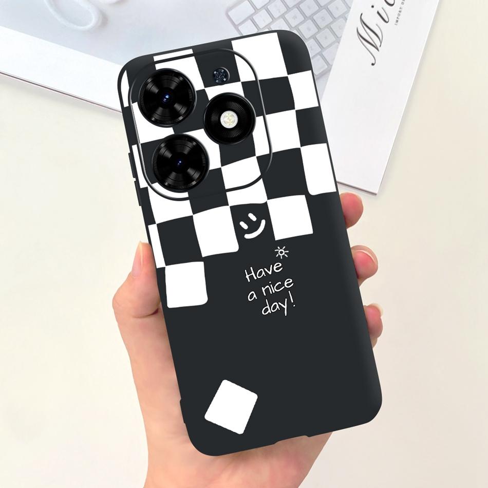 Чехол для Tecno Spark Go 2024 Милый Цветочный Узор Сердечки Конфетный Цвет Мягкий Силикон Тонкая Задняя Крышка Телефона Для Spark Go (2024) BG6