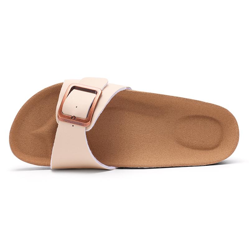 Fashion Comwarm Summer Women's Flat Sandals Gradient Cork Slippers Fashion Cork Flip Flops Women Outdoor Beach Shoes With Double Buckle