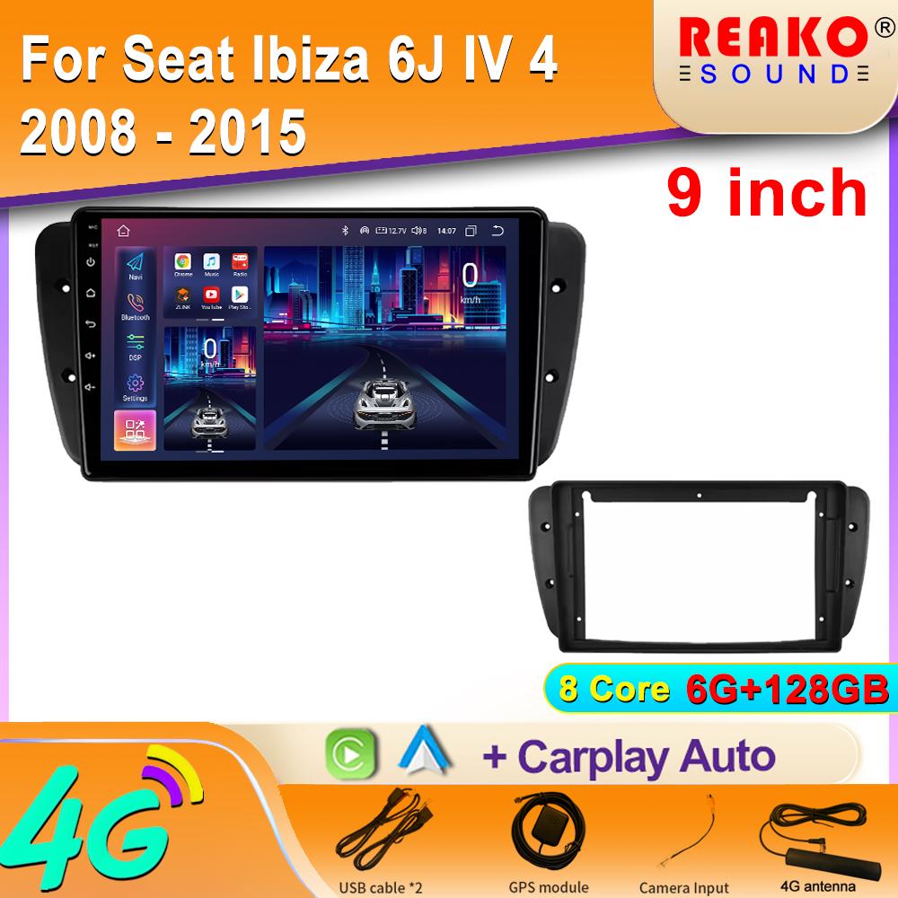 Android Auto Car Radio для Seat Ibiza 6J IV 4 2008 - 2015 Навигация GPS Carplay Мультимедийный Плеер Стерео 4G Wifi BT Cam 2din