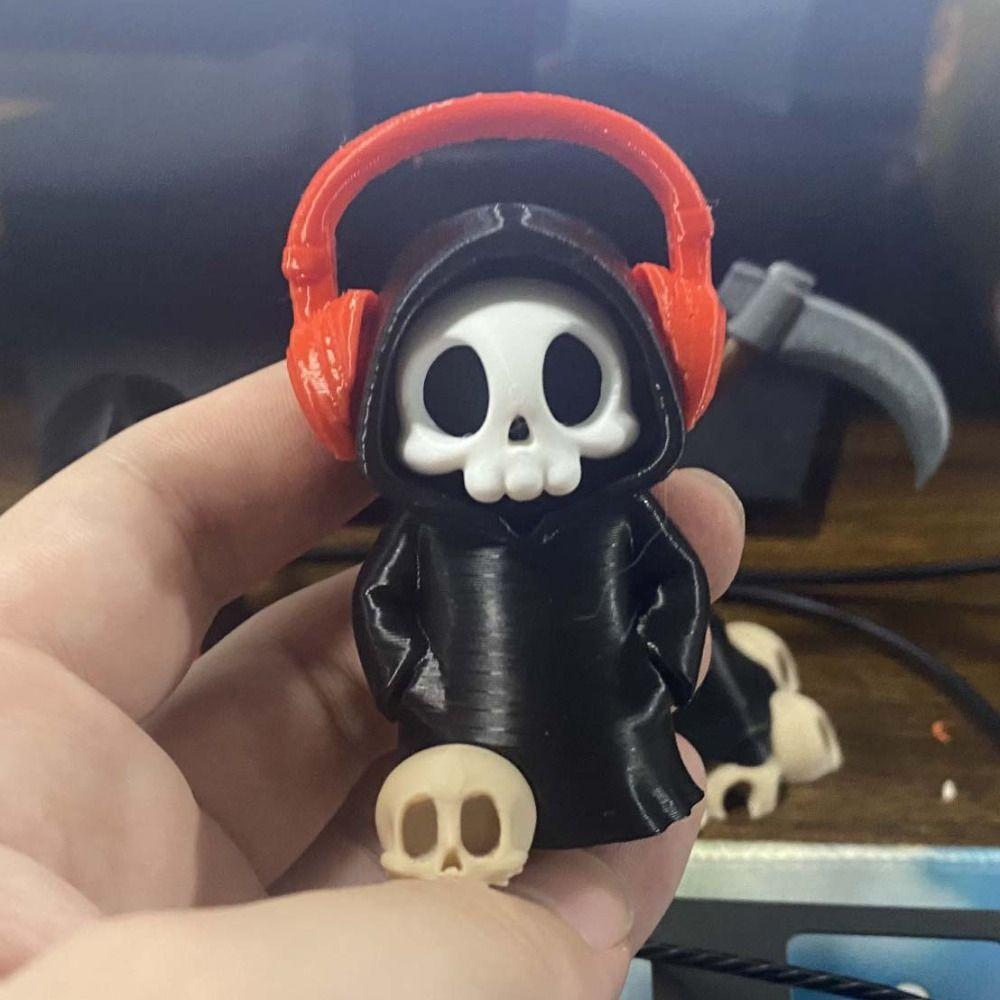 Cute Grim Reaper Toy Chibi 3D Printed Doll Spooky Car Decor Halloween Miniature Teens
