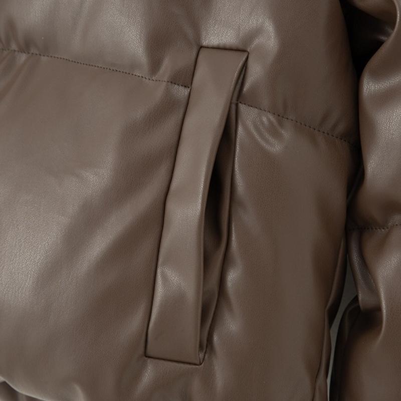 BITCED Кожаная куртка на хлопковой подкладке Осень/Зима для женщин с воротником-стойкой укороченная теплая стеганая куртка