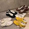 2025 Autumn New Lace-up Color Matching Round Head Versatile Casual Sports Shoes Women's Leather Board Shoes German Training Shoes