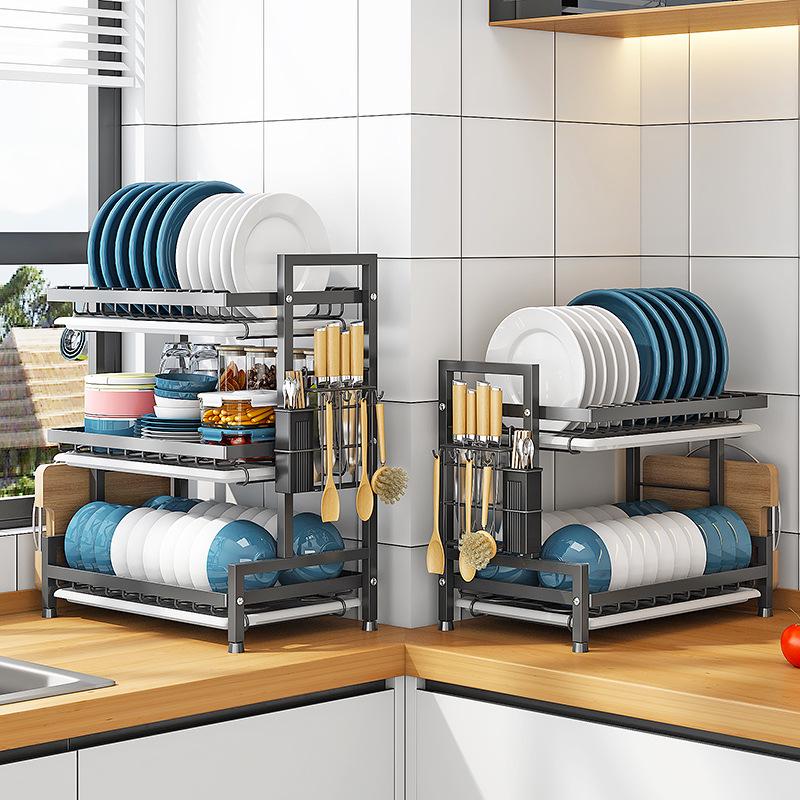 Multi-Layer Kitchen Dish and Bowl Rack with Drainage System
