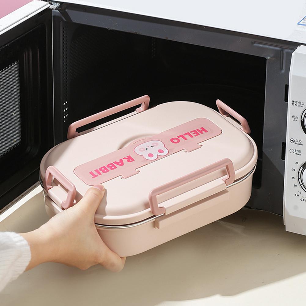 Stainless Steel Bento Box Microwave Safe 850/1500ml Leakproof Sealed Food Container Easy To Clean Rabbit 2/4/5 Grids for Lunch