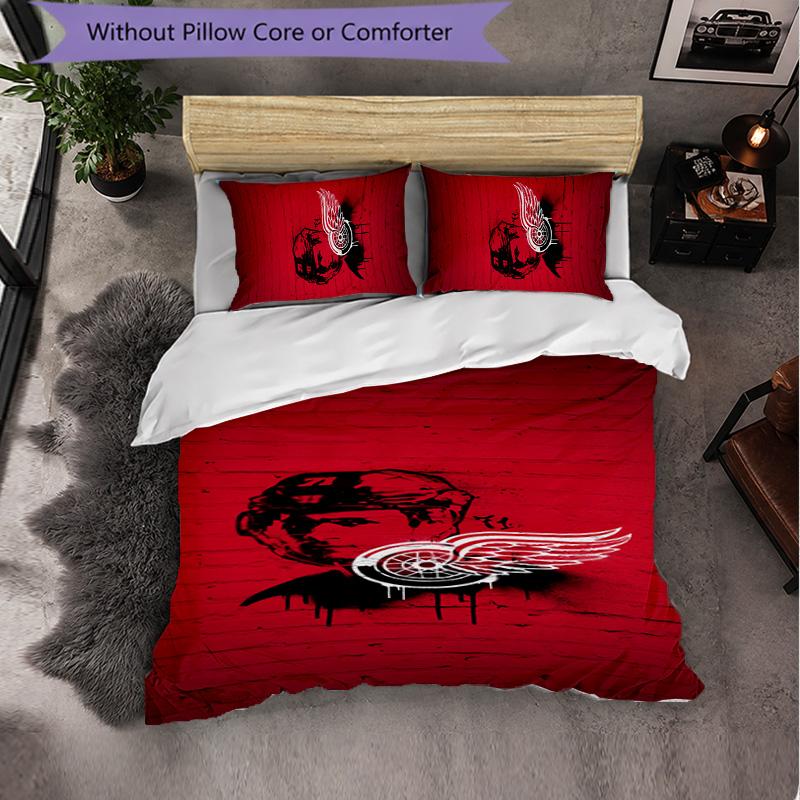 Detroit Red Wings Pattern Microfiber 3Pcs Bedding Set Decor Duvet Cover Set For Bedroom Home Use
