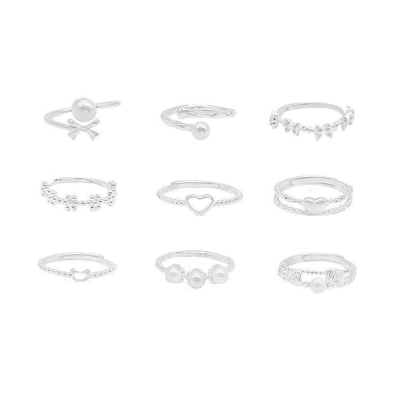 Уникальное геометрическое кольцо с жемчугом любви для женщин Высококачественная медь Регулируемый дизайн Стильные цвета для каждого случая