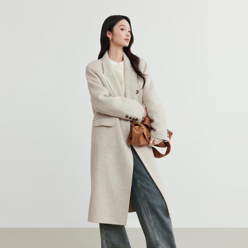 Elva' Island Women's Winter Wool Double-faced Long Coat