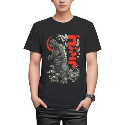 Футболка Fineplus Godzilla, с коротким рукавом, с принтом постера Кинг Гидоры, в японском стиле, с дизайном цветущей сакуры, атрибутика с персонажем