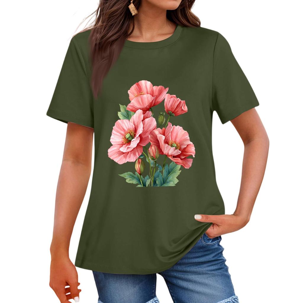 Женская мода повседневная футболка с круглым вырезом и короткими рукавами, топ, футболка, топ