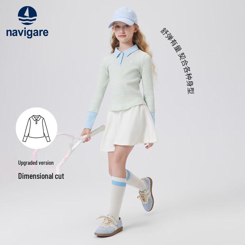 Navigare Девочкин поло-рубашка с длинным рукавом, многослойный образ