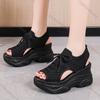 Fashion Comemore Thick Bottom Sandals Women Summer Mesh Fish Mouth High Heels Casual Sport Style Roman Sandal White Black Wedge Sandales