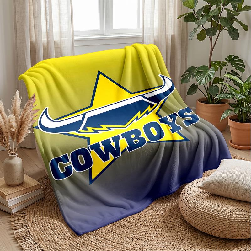 North Queensland CowboysPrinted Flannel Blanket Cozy Skin-Friendly Warm Throw for Couch Bed Indoor Daily Use