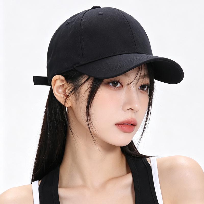 Kemer solid color duckbill cap women's trendy brand Korean version versatile baseball cap summer black casual suitable for big face hat men