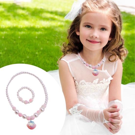 1 комплект, ожерелье из искусственного жемчуга, комплект браслетов, очаровательные бусины в виде ракушки, русалки, ювелирные изделия, красивые детские ожерелья в виде ракушек