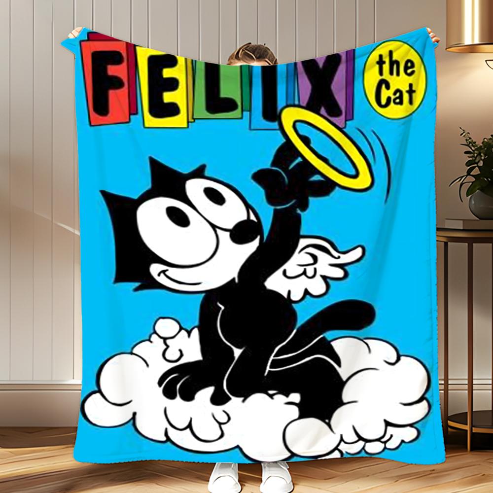 classic cartoon Felix the Cat Throw Soft Coral Fleece Blanket 310gsm Fluffy Warm Throw for Sofa Bed Couch Bedroom Decor