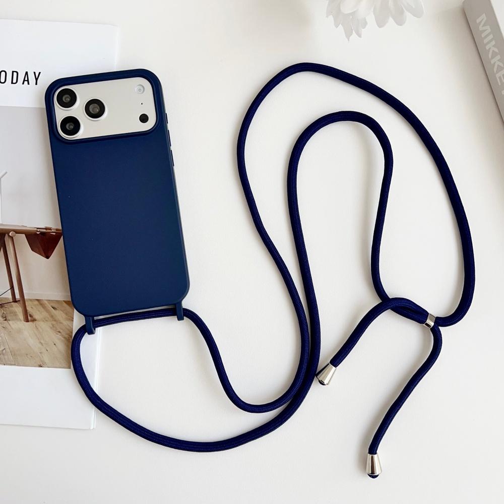 Жидкий силикон Нашлепка-шнурок через плечо Чехол для iPhone 17 Pro Max 16 15 14 13 12 11 XR XS X Матовый Мягкая защитная крышка