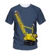 3D All Over Print Short Sleeve T-Shirt, Engineering Loader Lumber Scene Graphic Round Neck Casual Lightweight Top