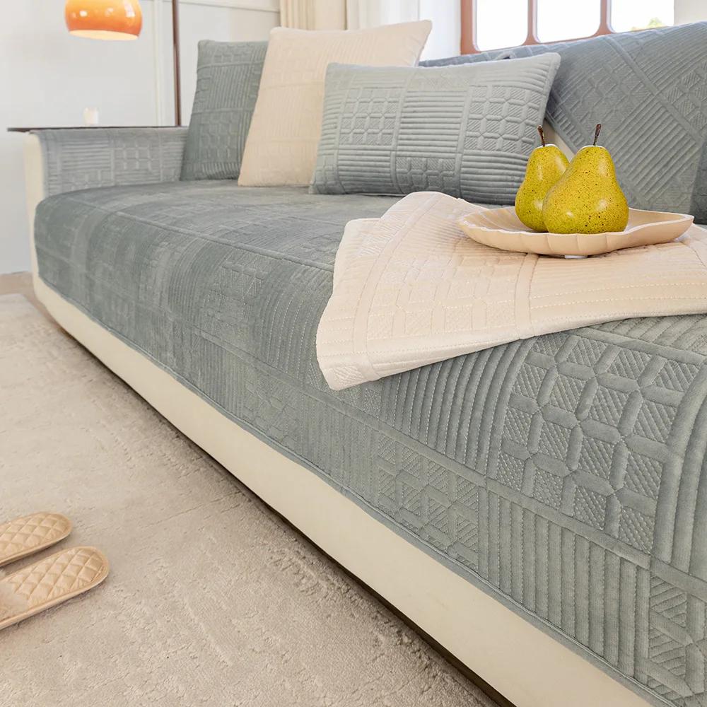 Чехол для дивана из северного голландского бархата, нескользящий чехол для дивана, универсальная зимняя подушка для дивана, однотонная подушка для дивана Simplicity