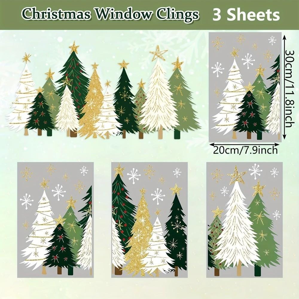 No-Glue Christmas Window Clings No-Adhesive Glass Decals New Static Stickers  Winter