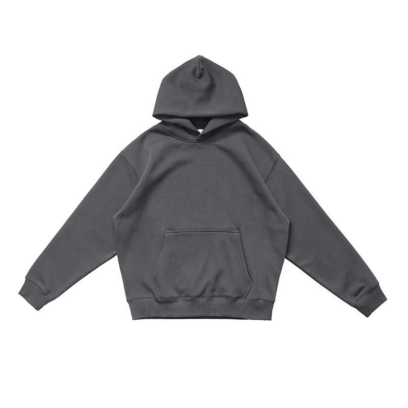 Unisex Thick Fleece-Lined Hooded Sweatshirt 500G Air Layer Warm Winter Pullover Casual Loose Fit Cotton Blend