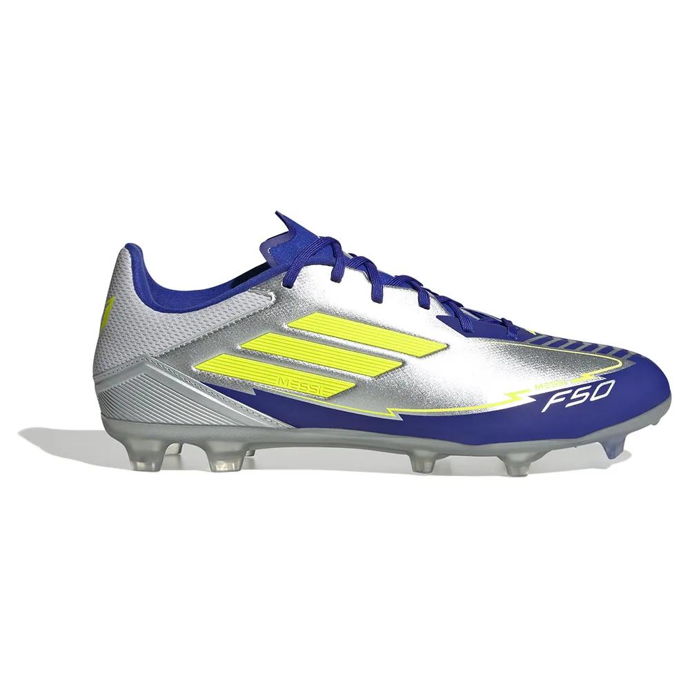 Adidas f50 league messi soccer shoes Silver/Yellow/Blue